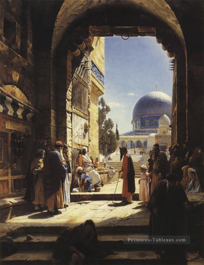 À l’entrée du temple Mount Jerusalem Gustav Bauernfeind Orientalist Peintures à l'huile